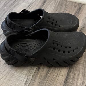 CROCS Black Textured Clogs Echo J6